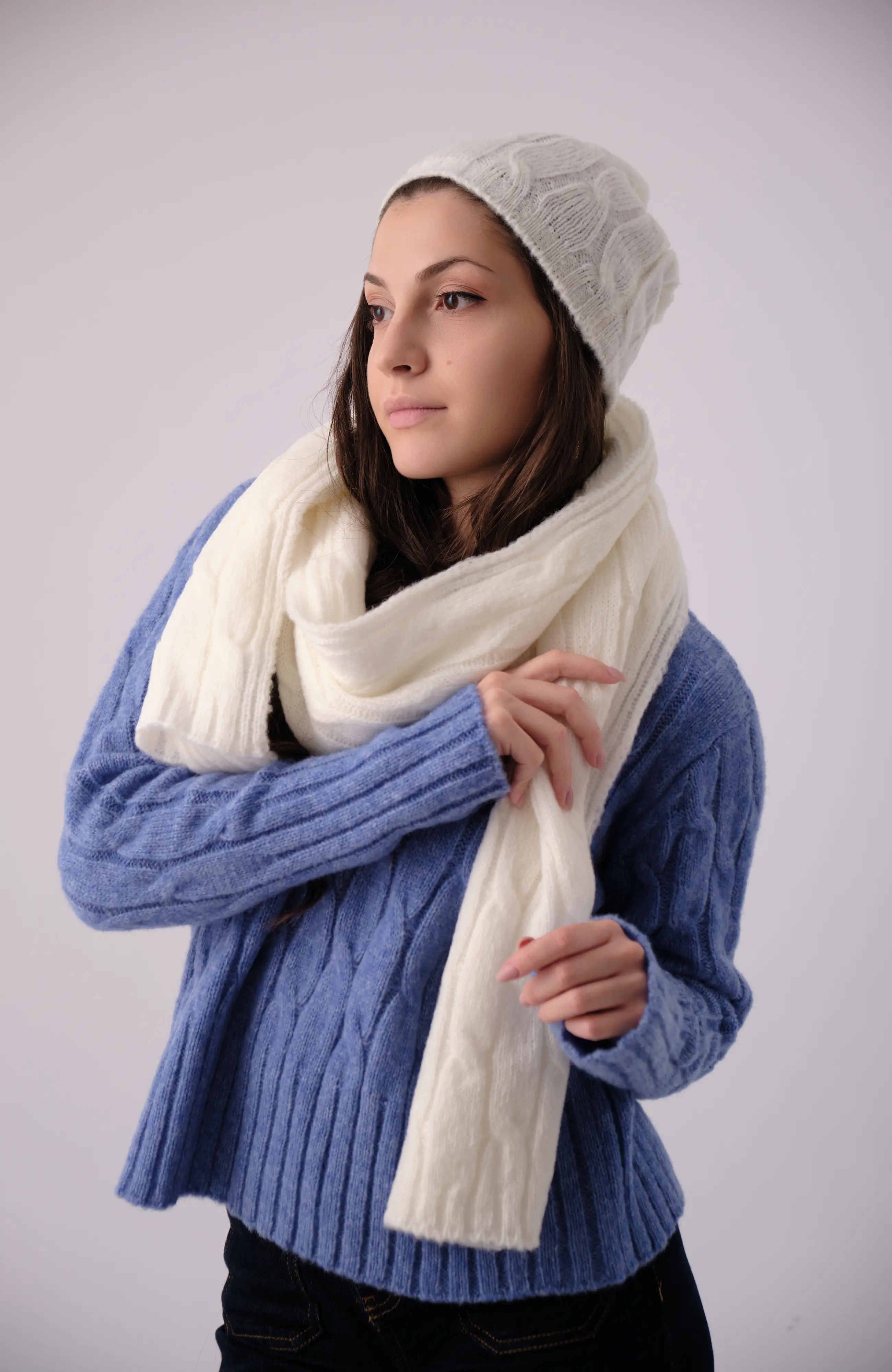 The Mirella Scarf - Classic White, 180-35cm