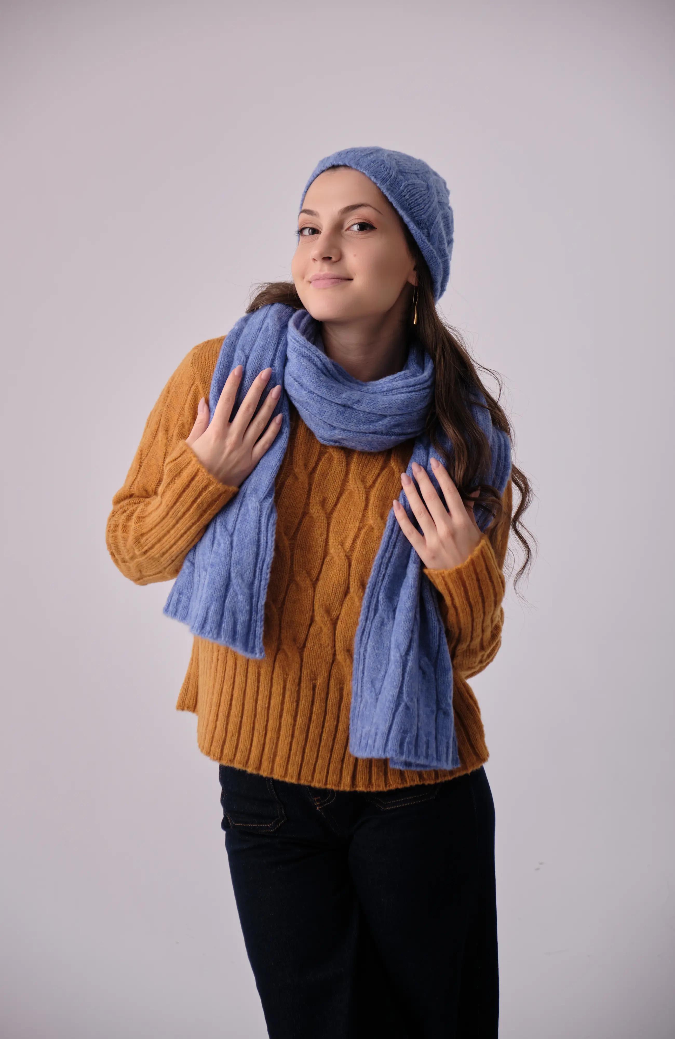 The Mirella Scarf - Harbor Blue, 180-35cm