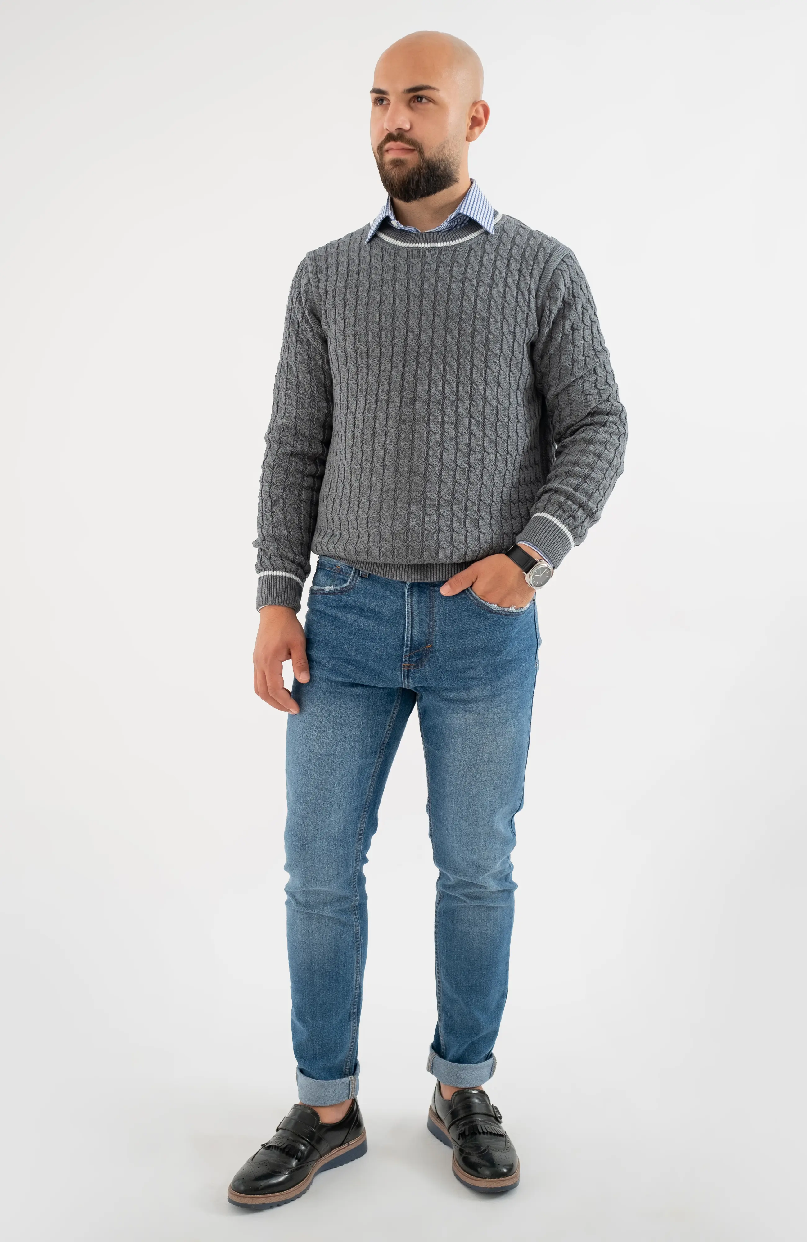 The Mr. Rowe Sweater in Anchor Grey – The Cotton Capsule