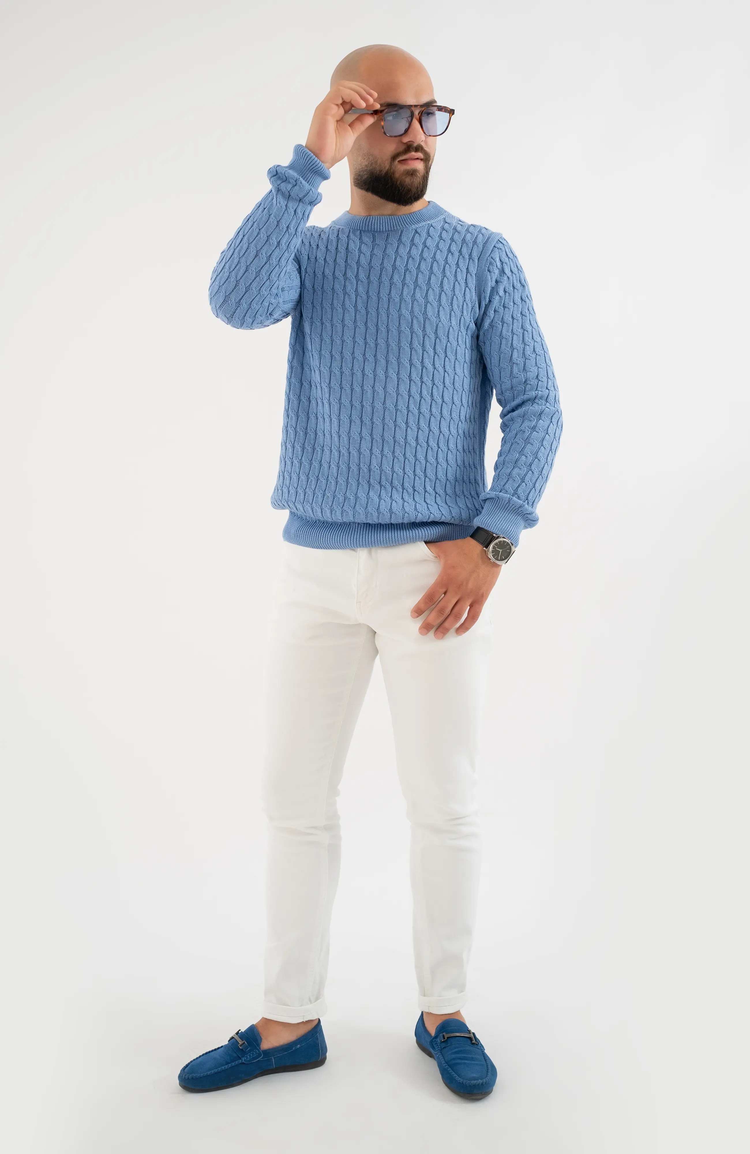 The Mr. Rowe Sweater in Harbor Blue – The Cotton Capsule