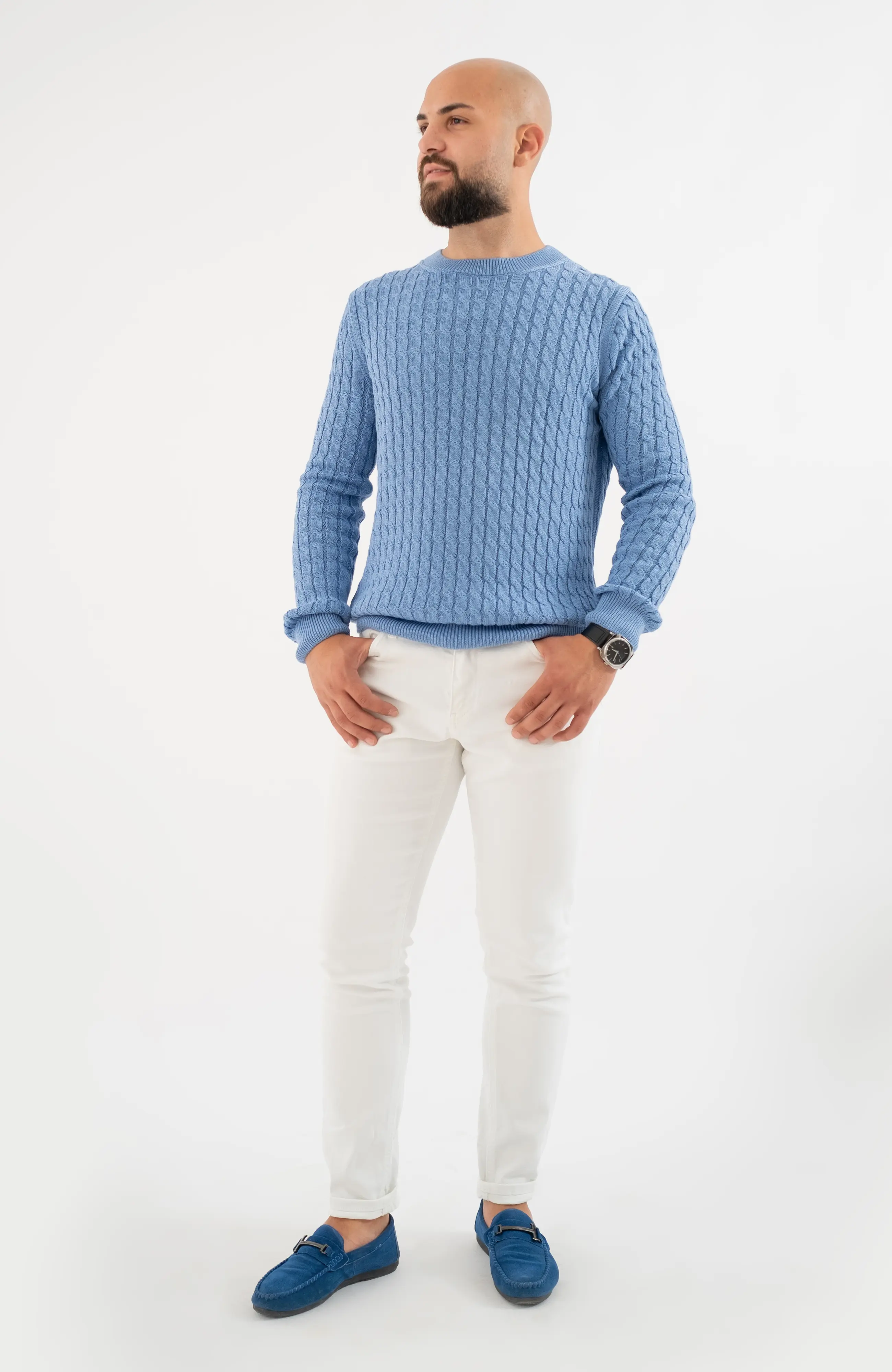 The Mr. Rowe Sweater in Harbor Blue – The Cotton Capsule
