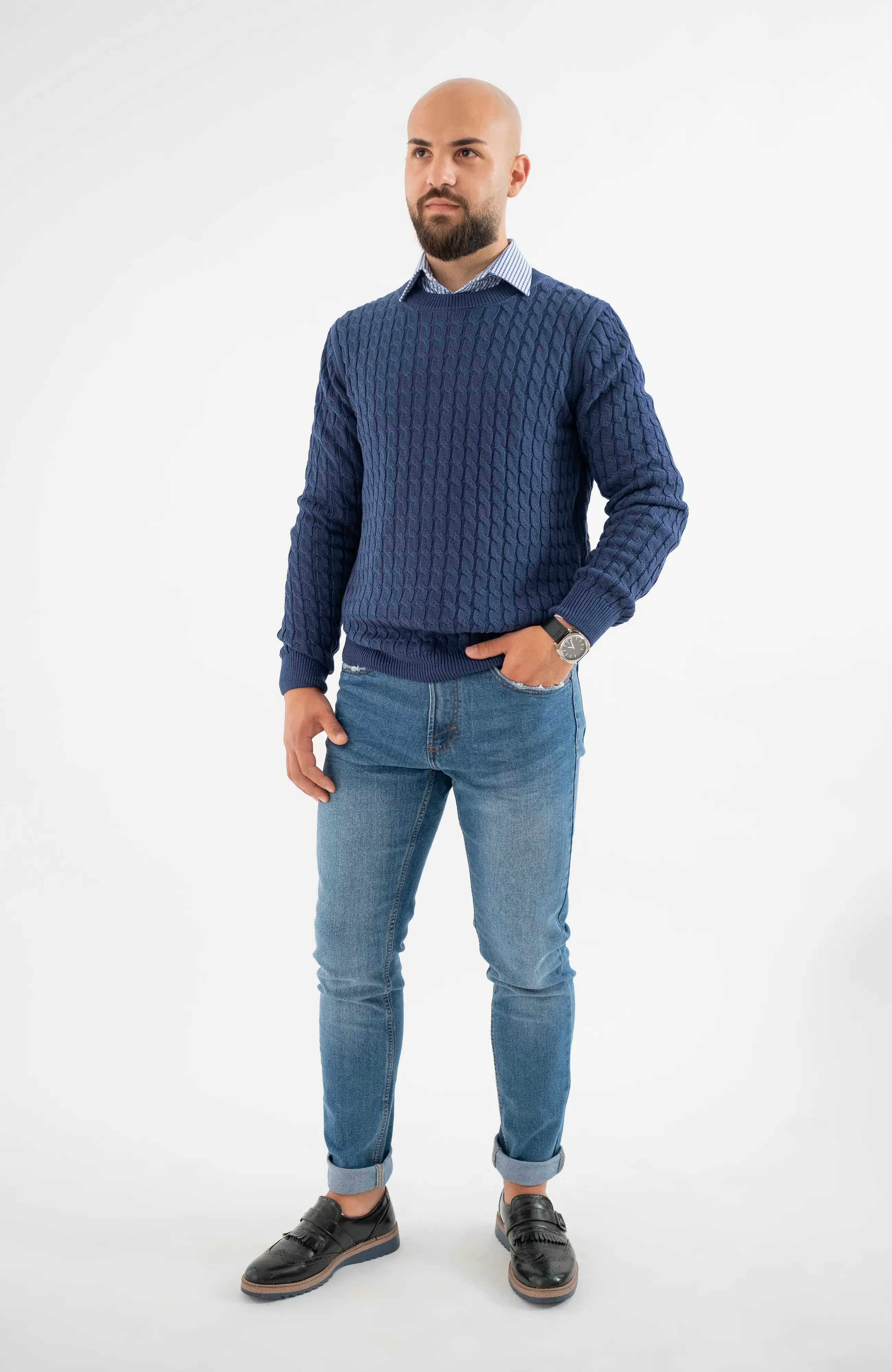 The Mr. Rowe Sweater in True Navy – The Cotton Capsule