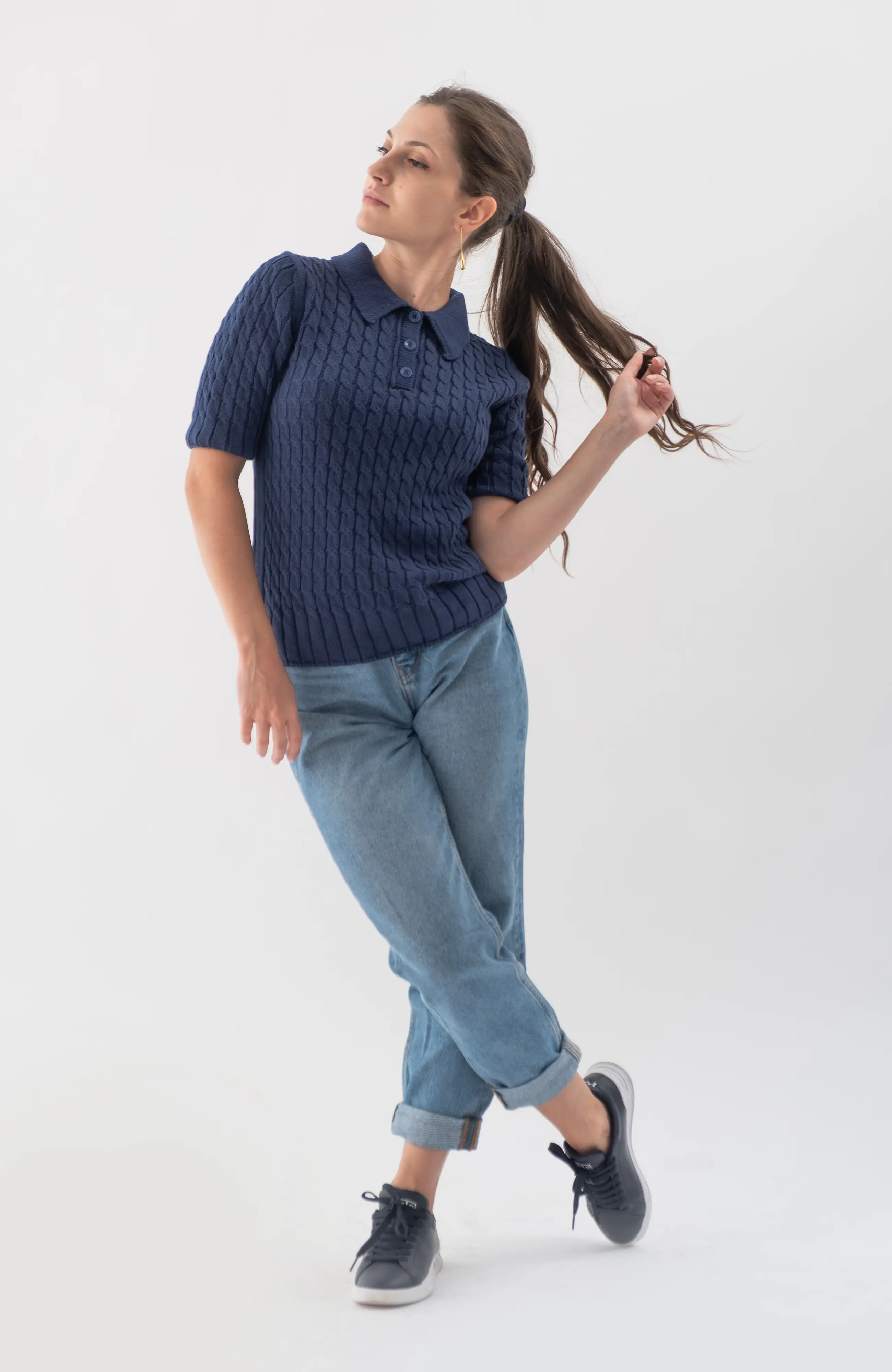 The Ms. Rowe Polo in True Navy – The Cotton Capsule