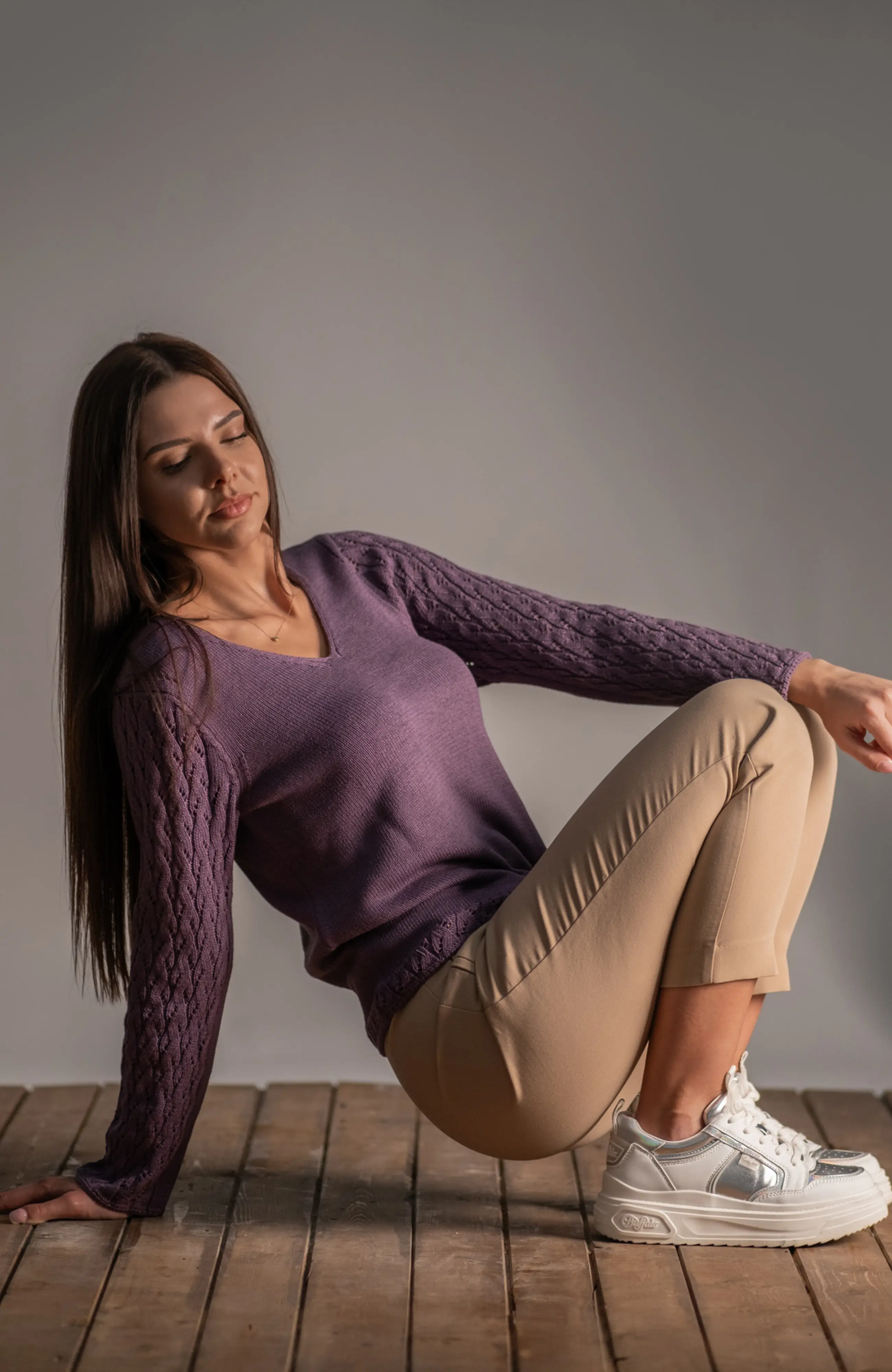 The Eliza Sweater in Soft Plum – The Cotton Merino Capsule
