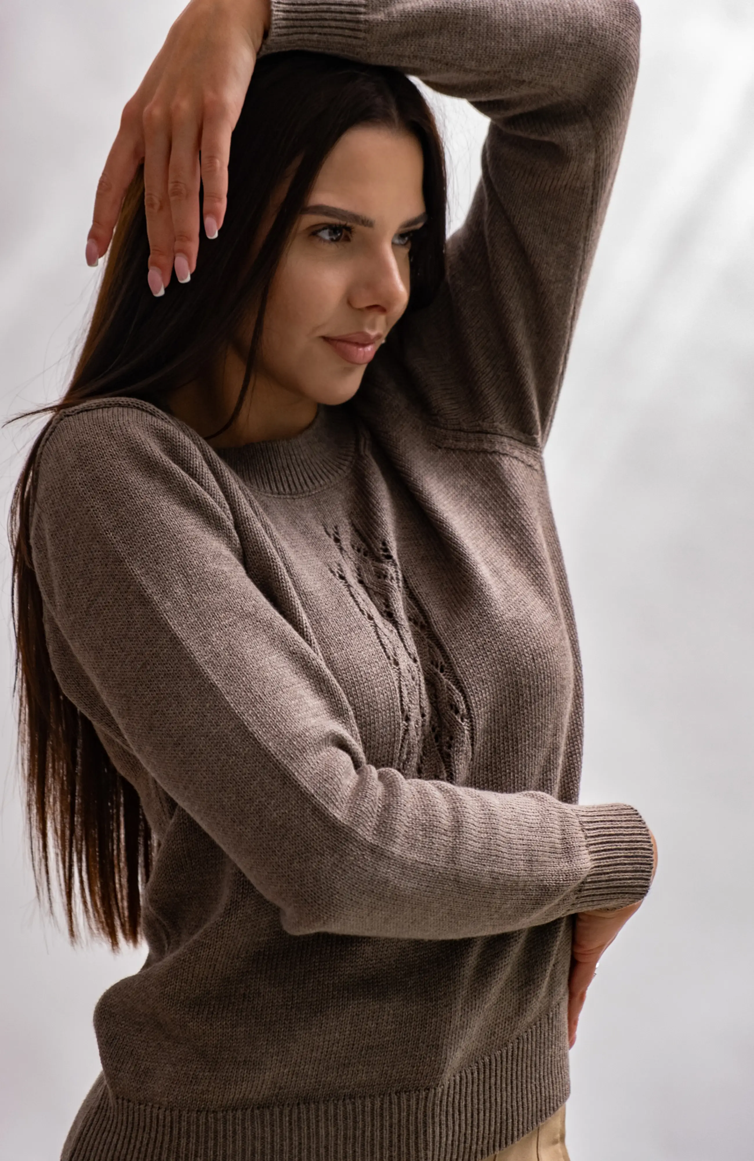 The Kate Long Sleeve Sweater in Cappuccino – The Cotton Merino Capsule