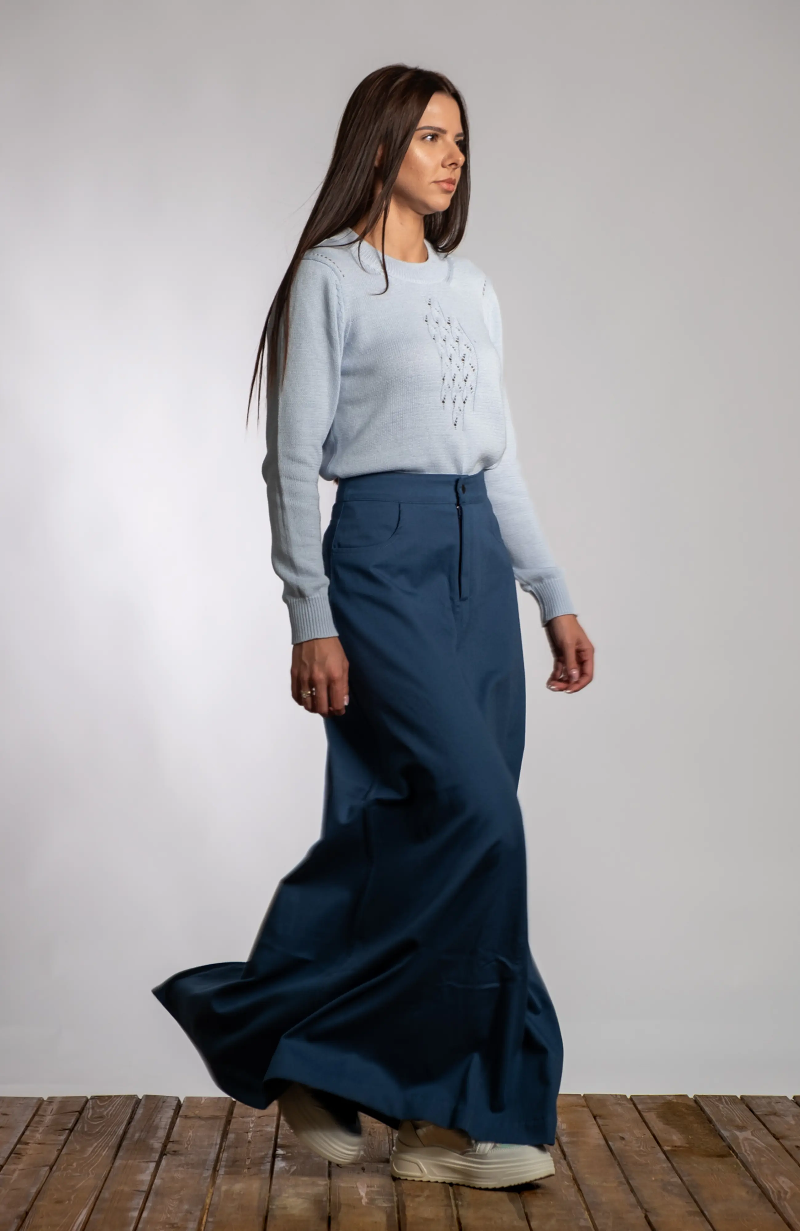 The Kate Long Sleeve Sweater in Sky Blue – The Cotton Merino Capsule