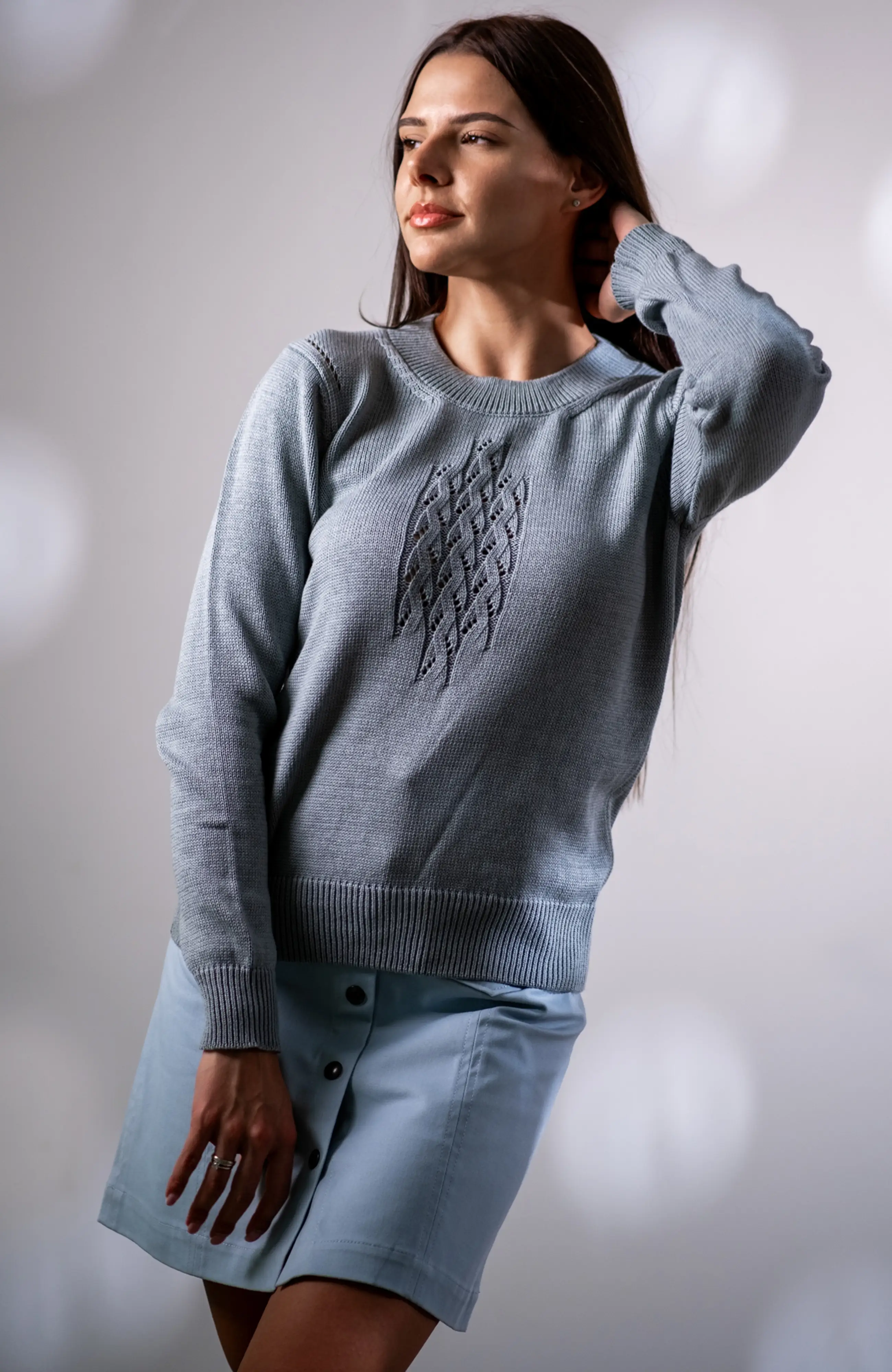 The Kate Long Sleeve Sweater in Slate Mist – The Cotton Merino Capsule
