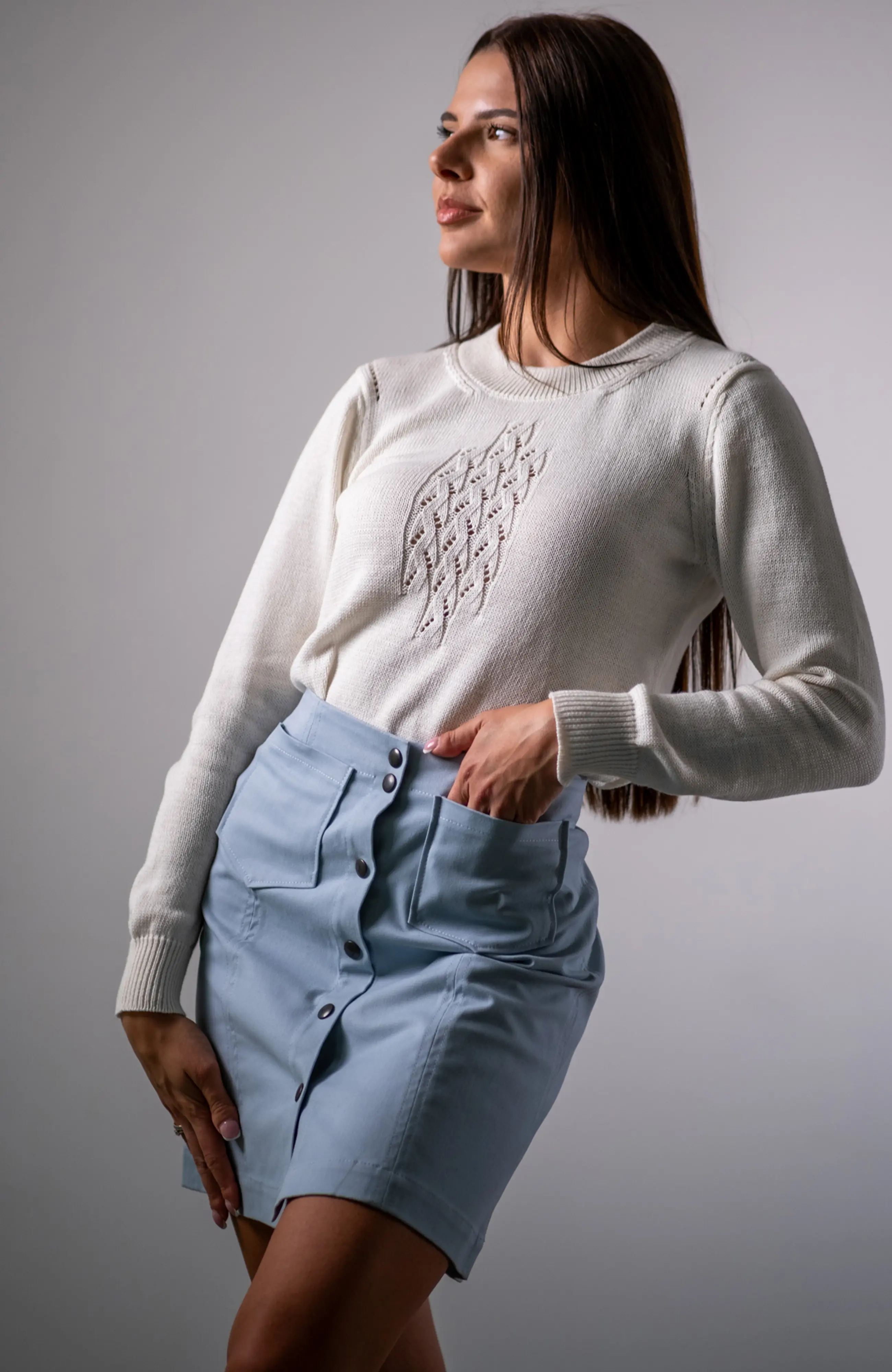 The Kate Long Sleeve Sweater in White – The Cotton Merino Capsule