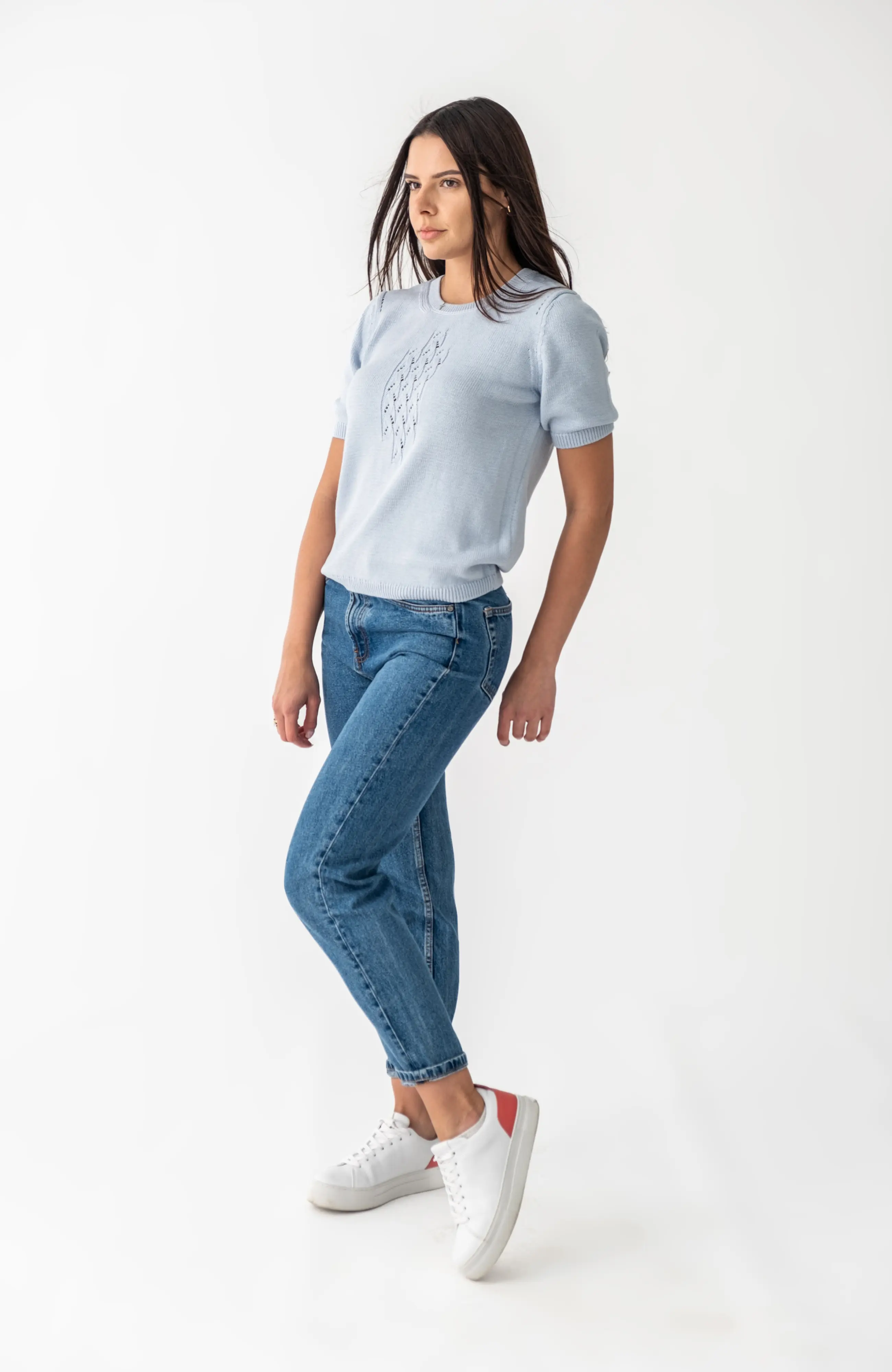 The Kate Short Sleeve Sweater in Sky Blue – The Cotton Merino Capsule