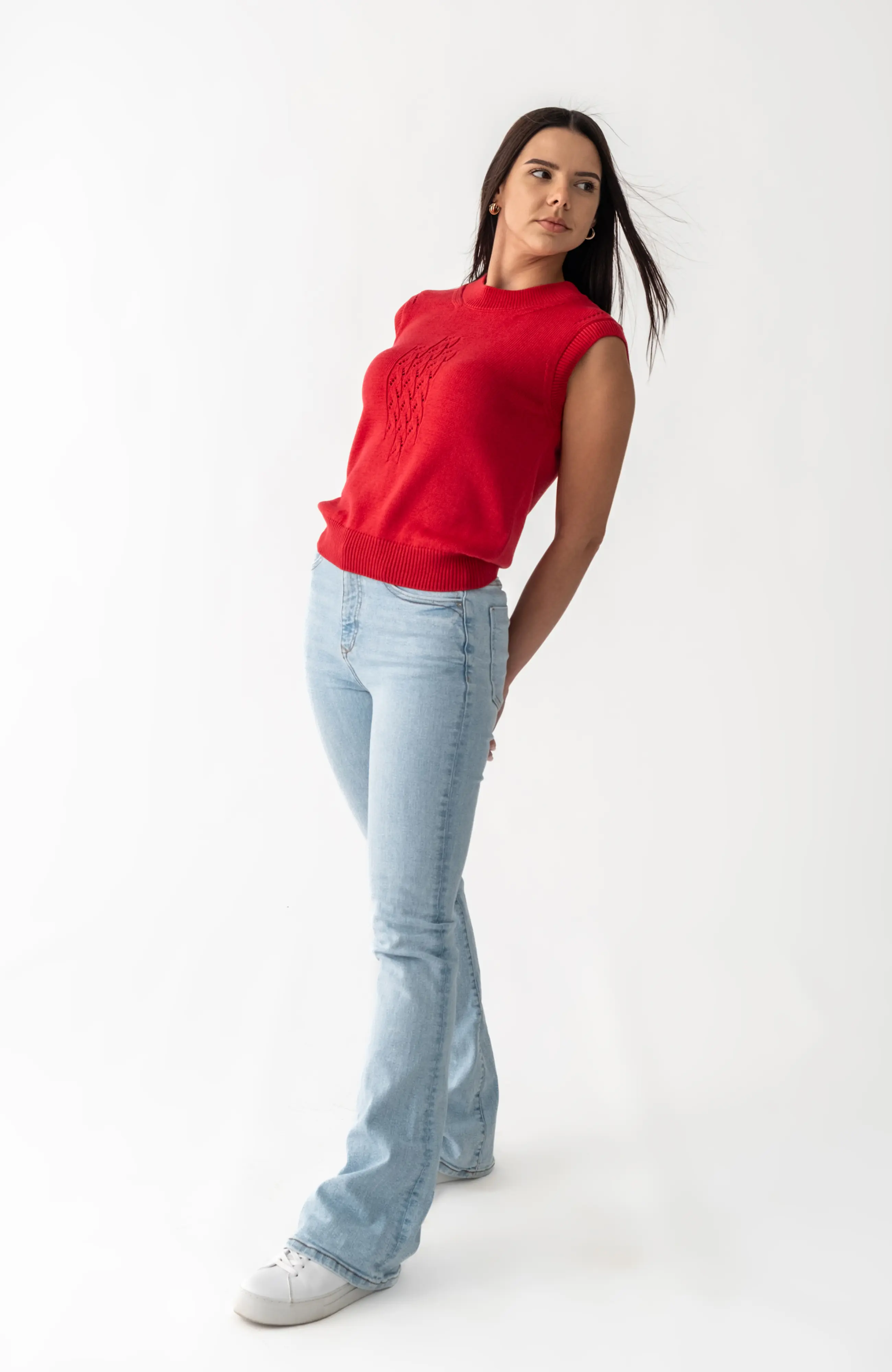 The Kate Sleeveless Sweater in Carmen Red – The Cotton Merino Capsule