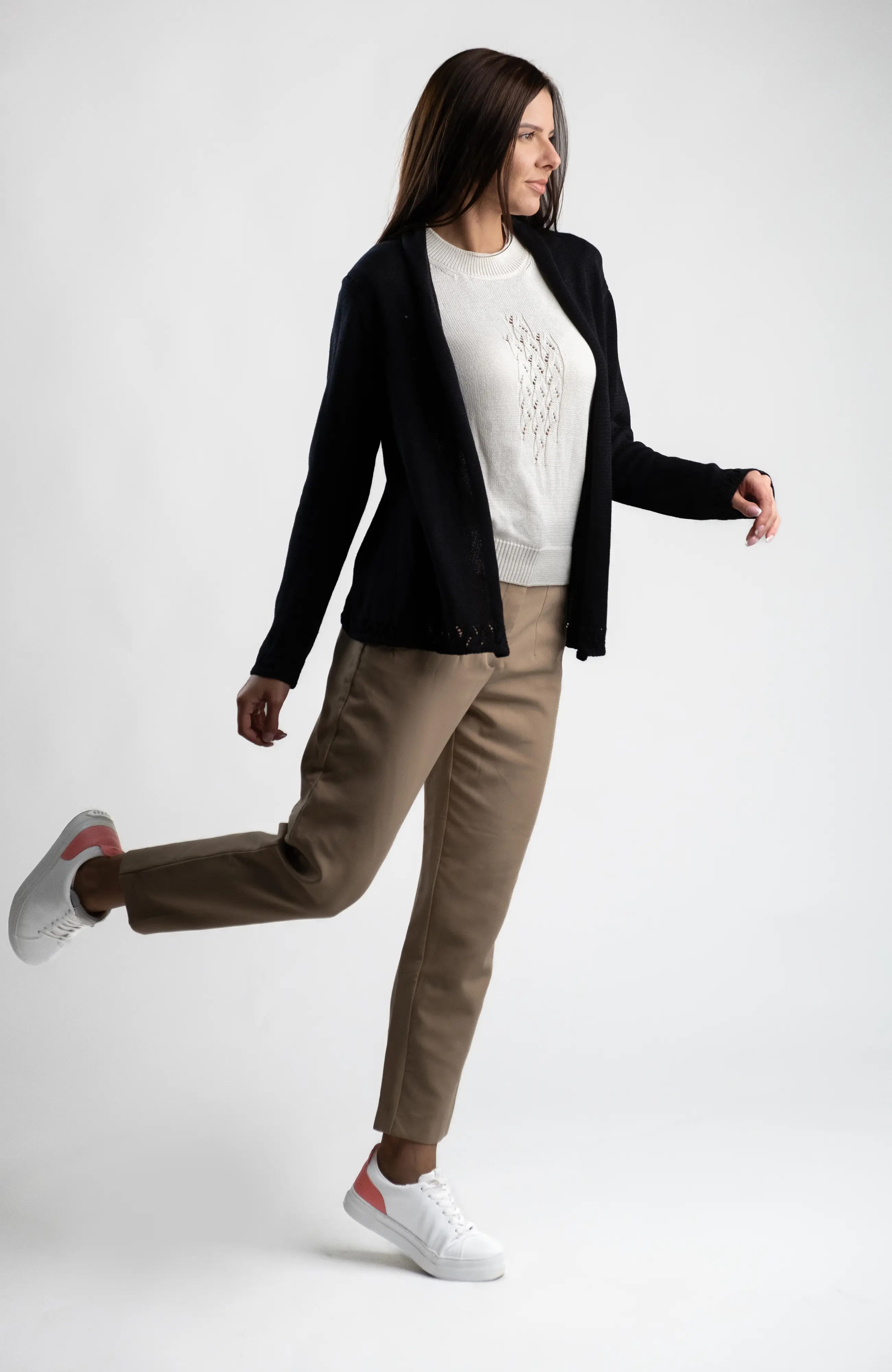 The Lea Cardigan in Black – The Cotton Merino Capsule