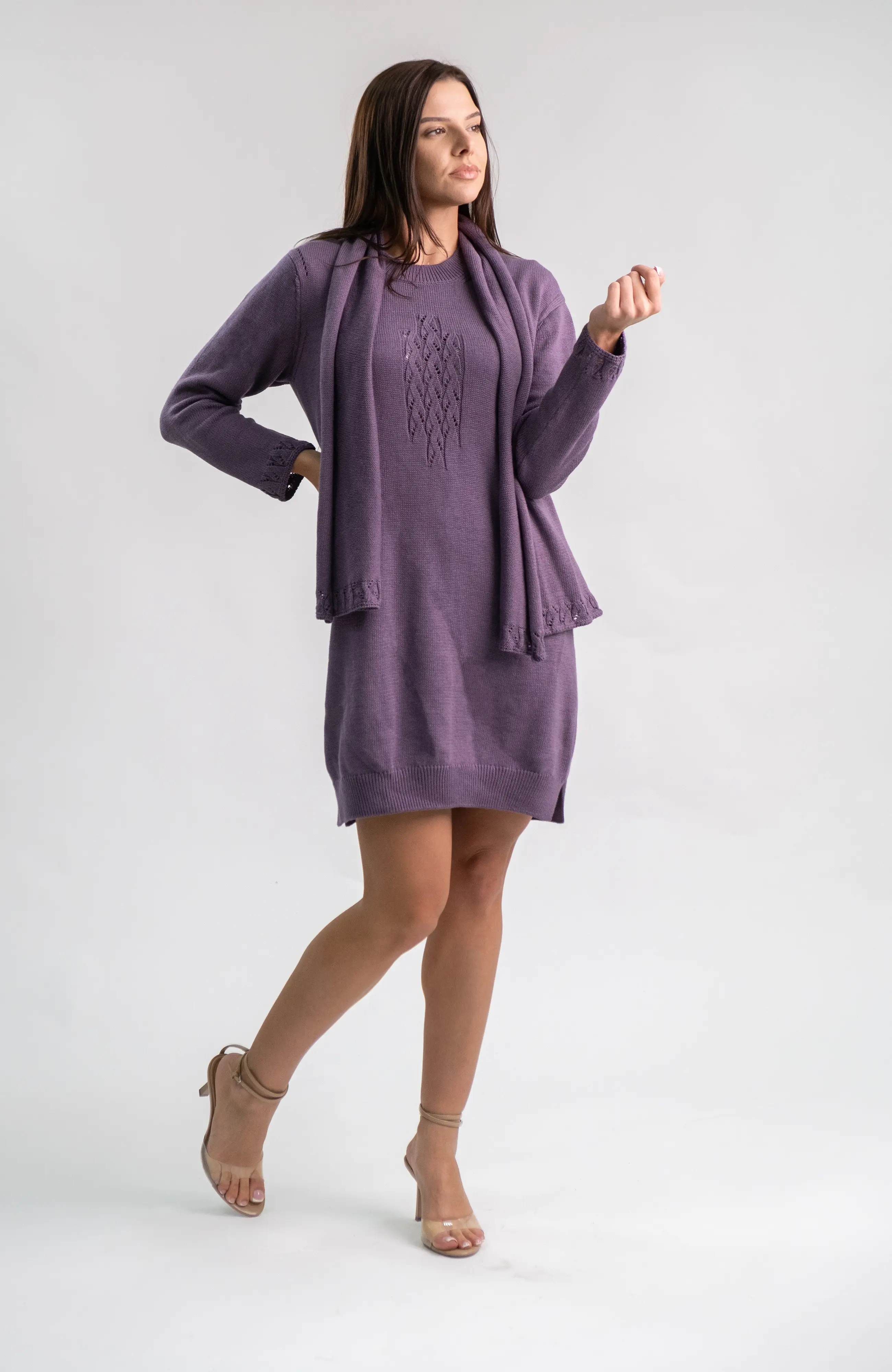 The Lea Cardigan in Soft Plum – The Cotton Merino Capsule