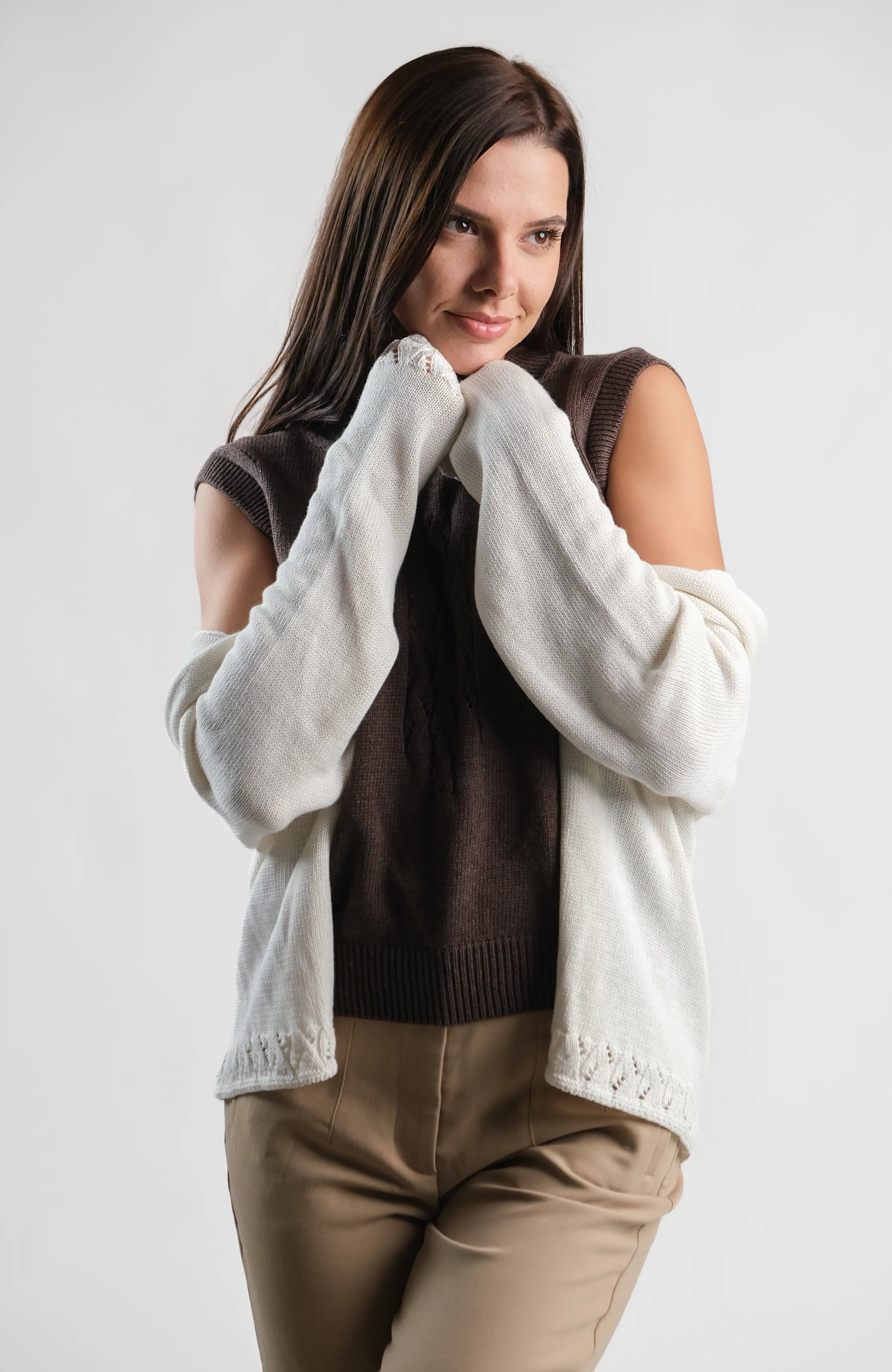 The Lea Cardigan in White – The Cotton Merino Capsule