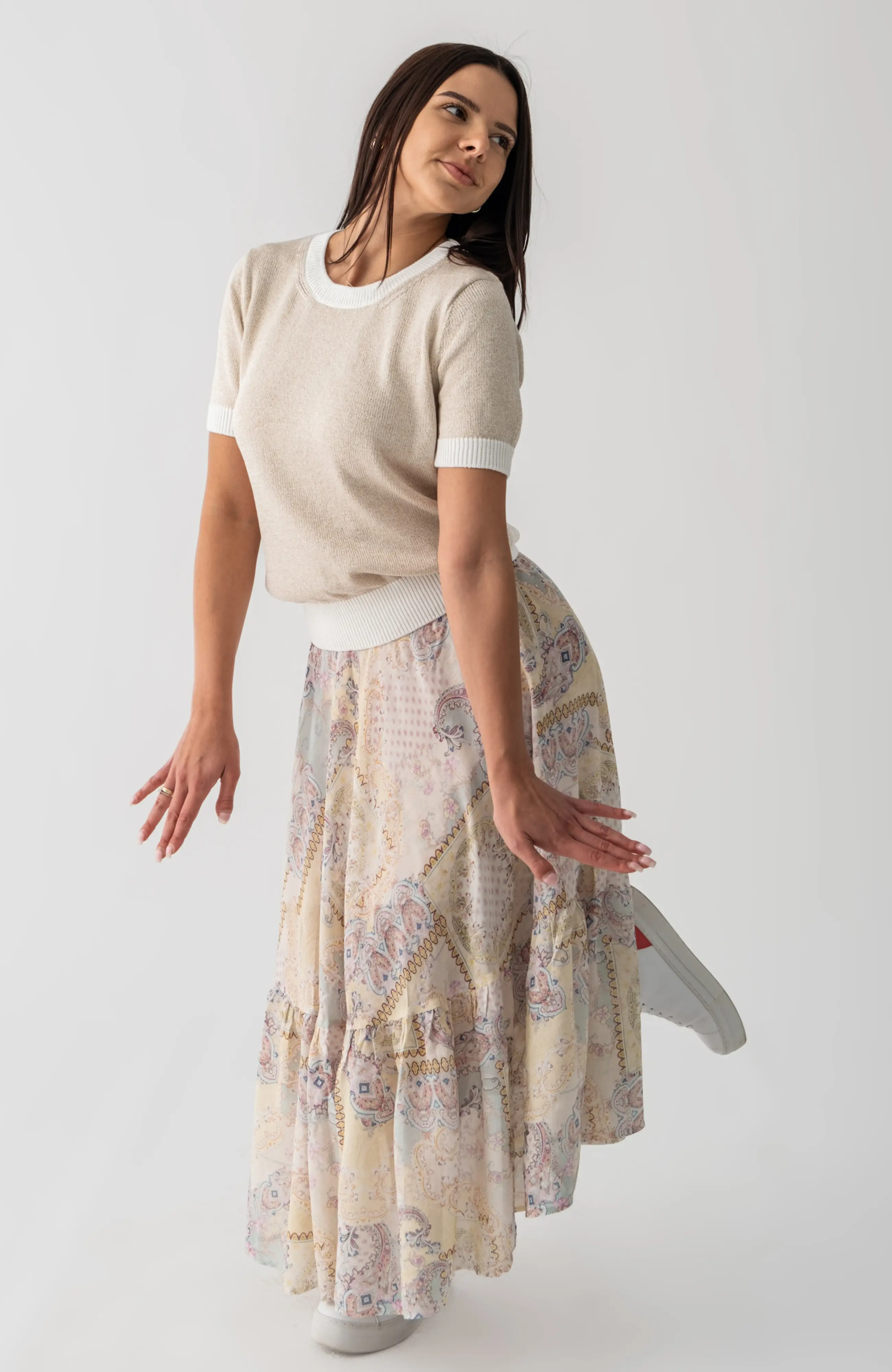 The Mira Short Sleeve Sweater in Moonlit Sand – The Lumière Capsule