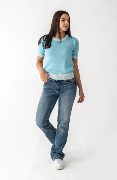 The Mira Short Sleeve Sweater in Ocean Whisper – The Lumière Capsule